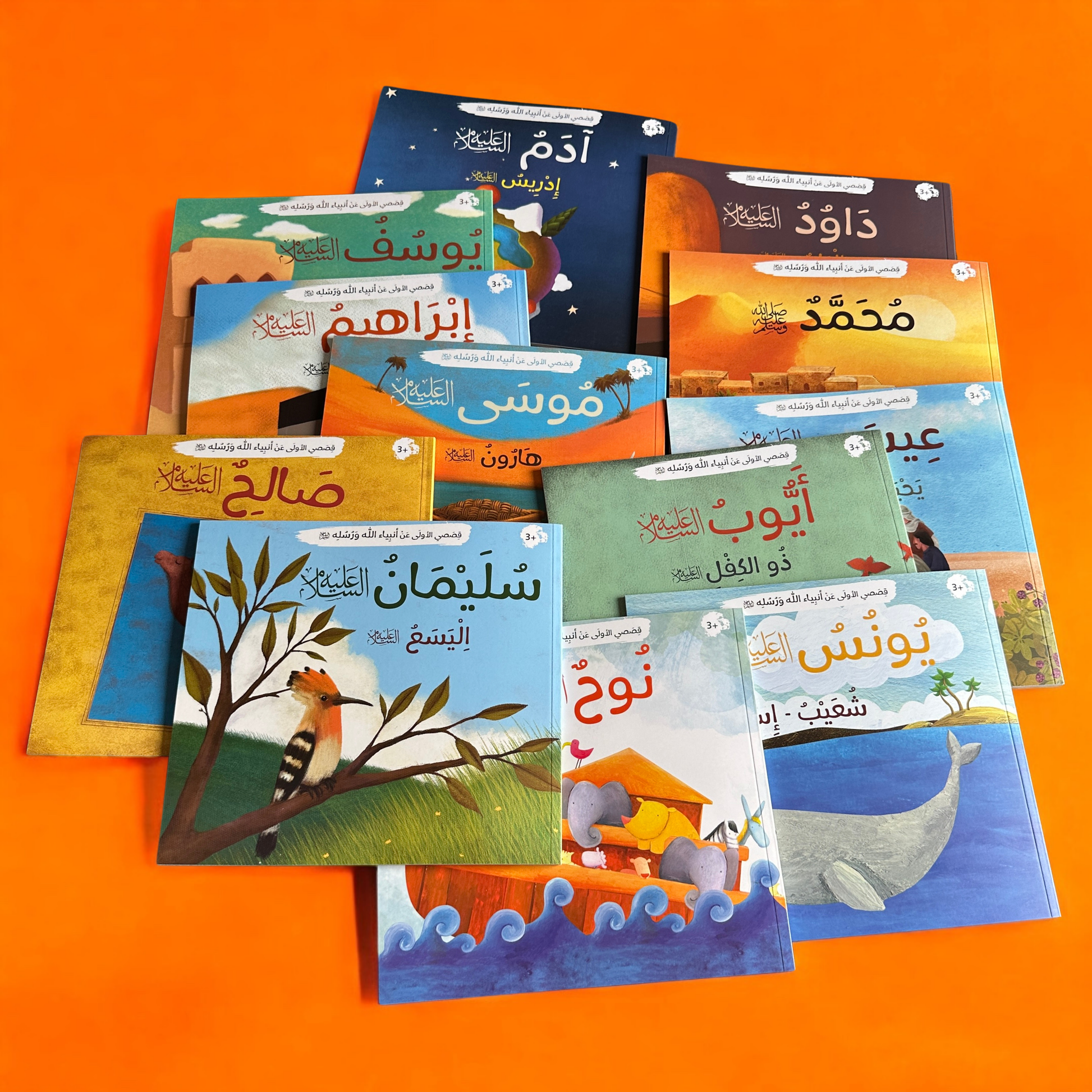 صورة تعرض 12 كتاباً لمجموعة قصص الأنبياء للأطفال
