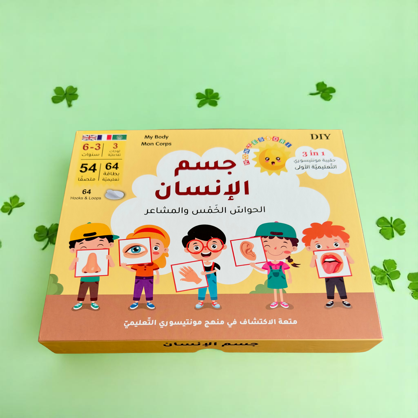 تعرض الصورة الغلاف الخارجي لمجموعة مونتيسوري جسم الإنسان كم عرض الطفولة المبكرة